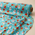 Snowman Candy Cane Fabric | Festive Snowman Novelty Print