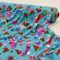 Christmas Stocking & Mitten Fabric | Colourful Novelty Print