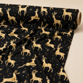 Gold Glitter Reindeer Fabric | Festive Stag Novelty Print