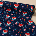 Christmas Fox Fabric | Woodland Fox Novelty Print