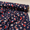 Christmas Stocking & Mitten Fabric | Festive Print on Navy