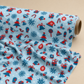 Christmas Icon Fabric | Festive Doodle Print on Blue