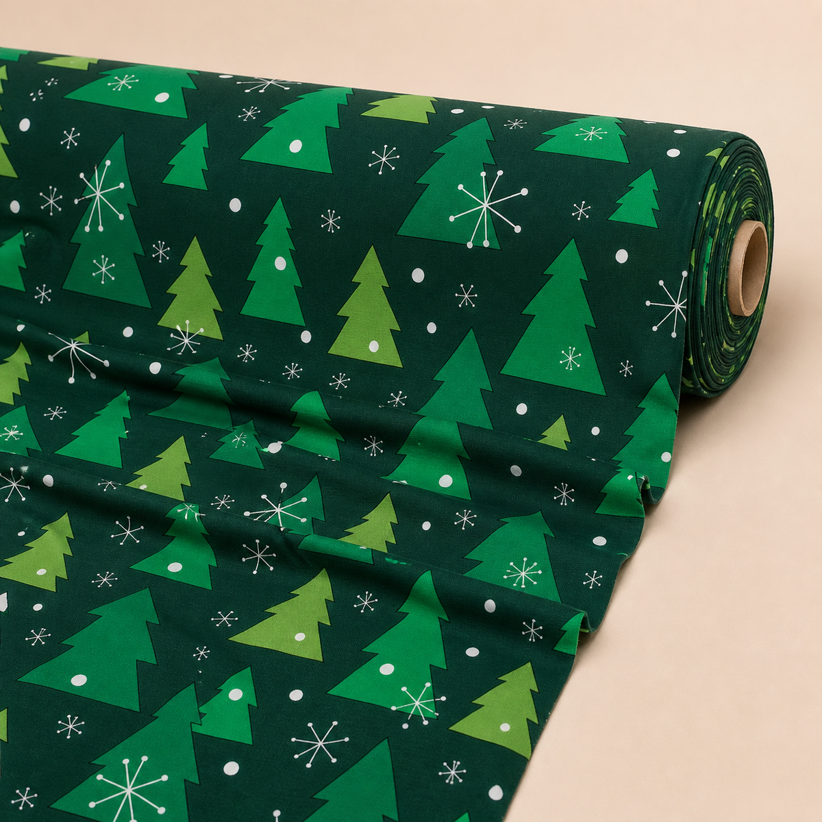 Green Christmas Tree Forest Fabric | Novelty Tree Print