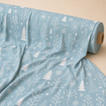 Winter Woodland Fabric | White Tree Line Art Novelty Print