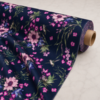 Navy Floral Bird Fabric