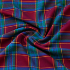 Burgundy Tartan Check Scuba Jersey Stretch Fabric