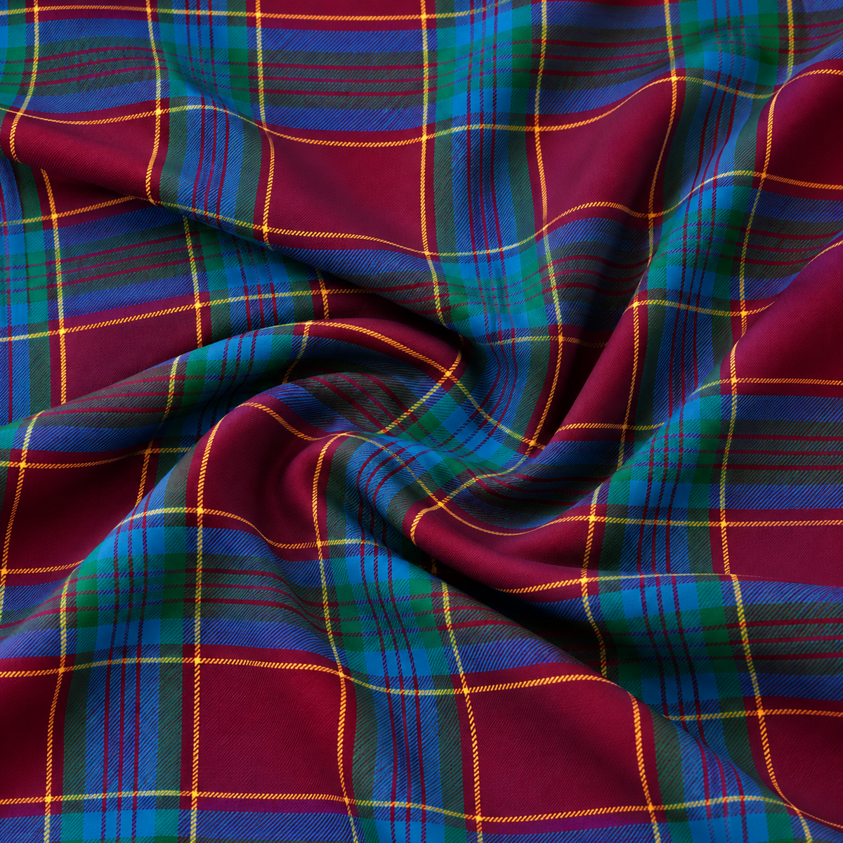 Burgundy Tartan Check Scuba Jersey Stretch Fabric