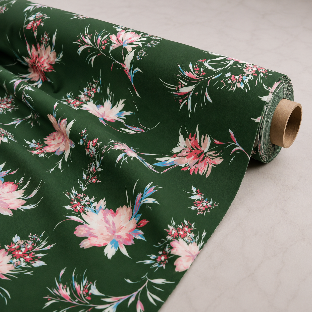 Green Watercolour Floral Fabric