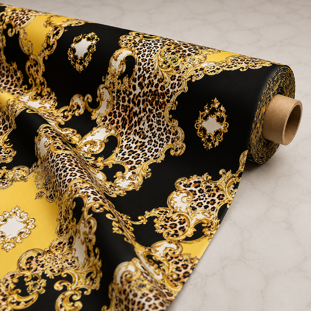 Leopard Brocade Swirl Fabric