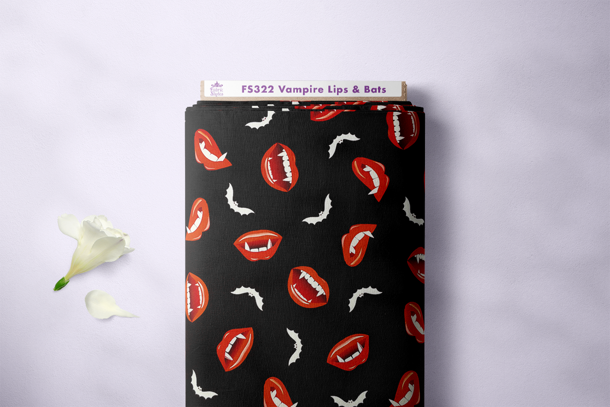 Vampire Lips Halloween Fabric