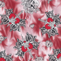 Gothic Sacred Heart & Roses Halloween Fabric