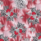 Gothic Sacred Heart & Roses Halloween Fabric