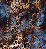 FS1250 Navy Leopard Skin Velvet Stretch Knit Fabric