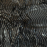 FS1223 Shiny Metallic Foil Silver Circle wave Sequins Lurex Nylon Stretch Fabric