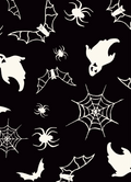 Ghost, Bat & Spider Web Halloween Fabric