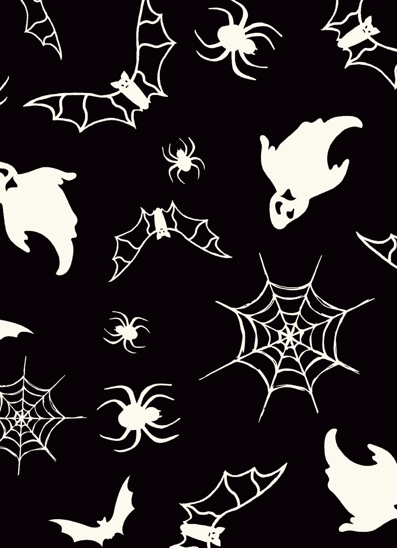 Ghost, Bat & Spider Web Halloween Fabric