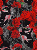 Gothic Rose Skull Face Fabric