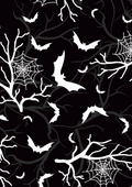 Halloween Bat & Spider Web Print Jersey Fabric