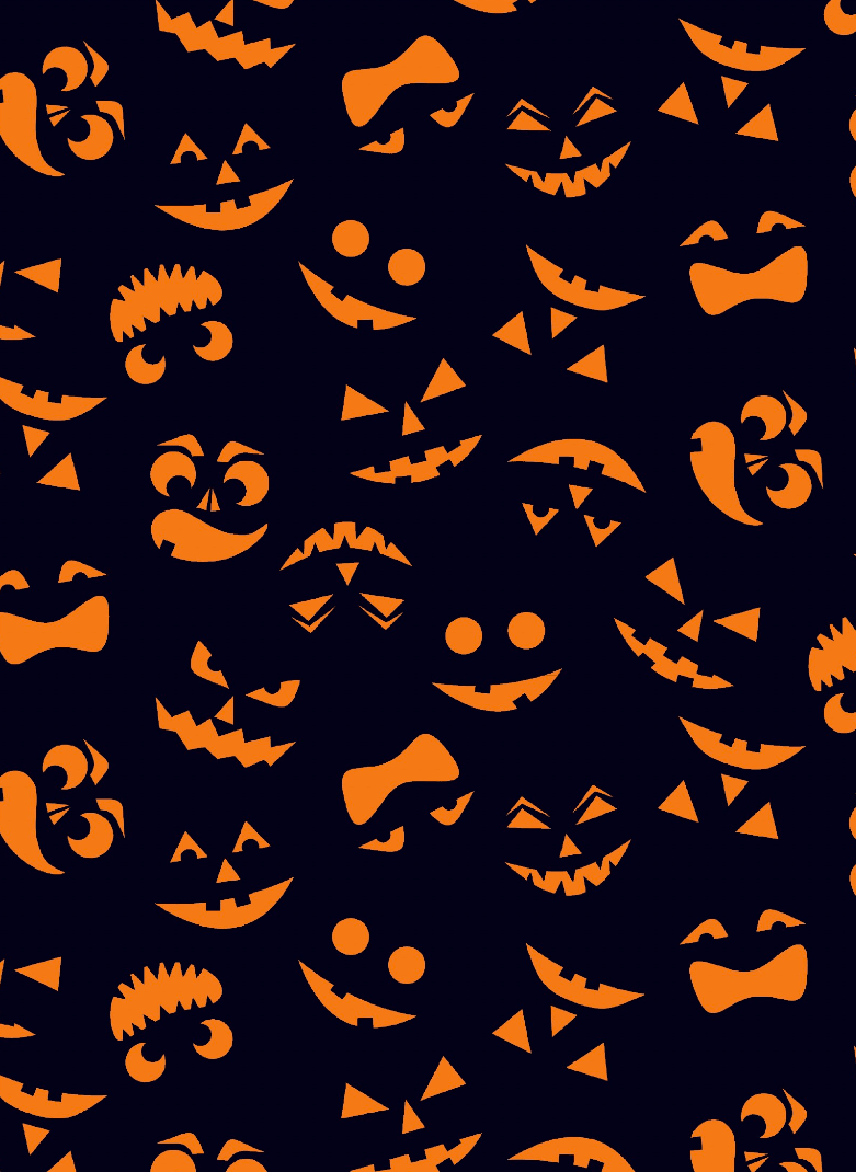 Halloween Pumpkin Face Jersey Fabric
