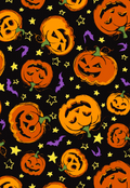 Halloween Pumpkin Faces Jersey Fabric