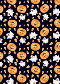 Halloween Pumpkin, Ghost & Candy Corn Jersey Fabric