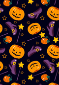 Halloween Pumpkin & Witch Shoes Jersey Fabric
