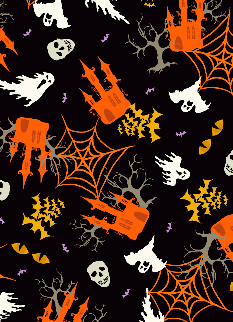 Haunted House Halloween Fabric