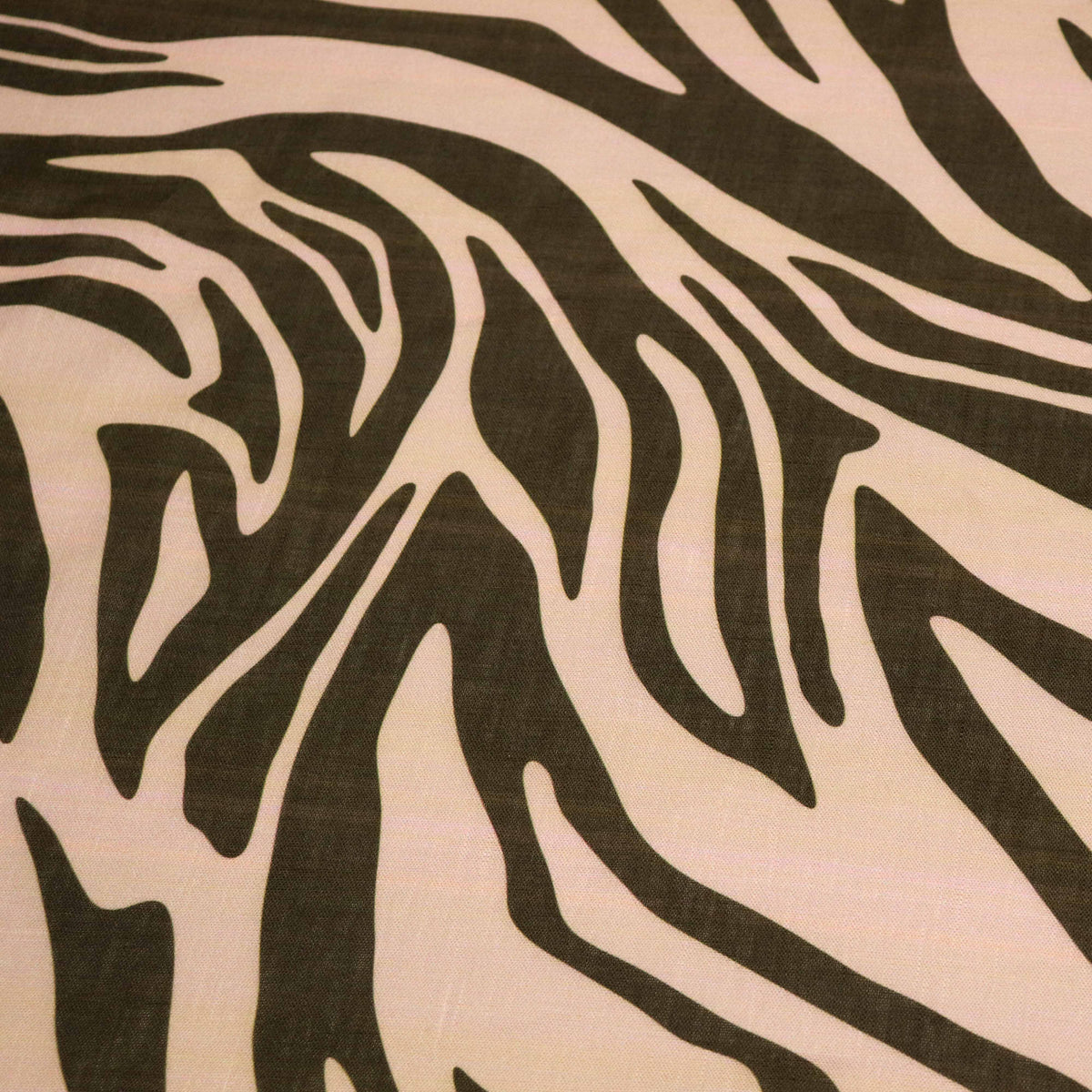 Beige & Black Zebra Animal Print Linen Look Fabric