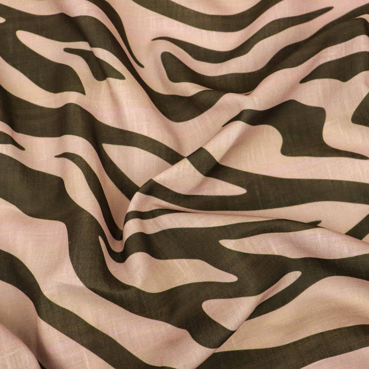 Beige & Black Zebra Animal Print Linen Look Fabric