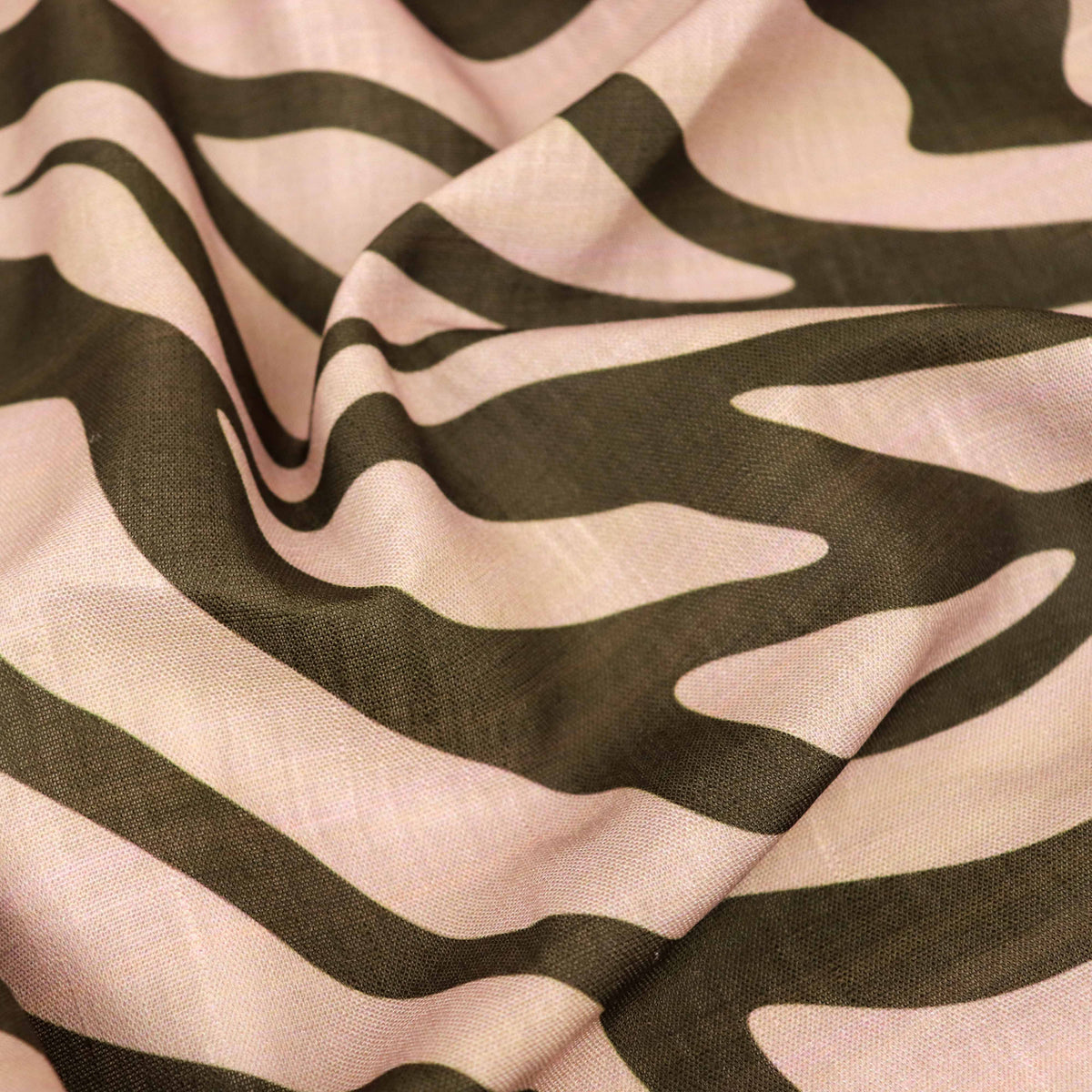 Beige & Black Zebra Animal Print Linen Look Fabric