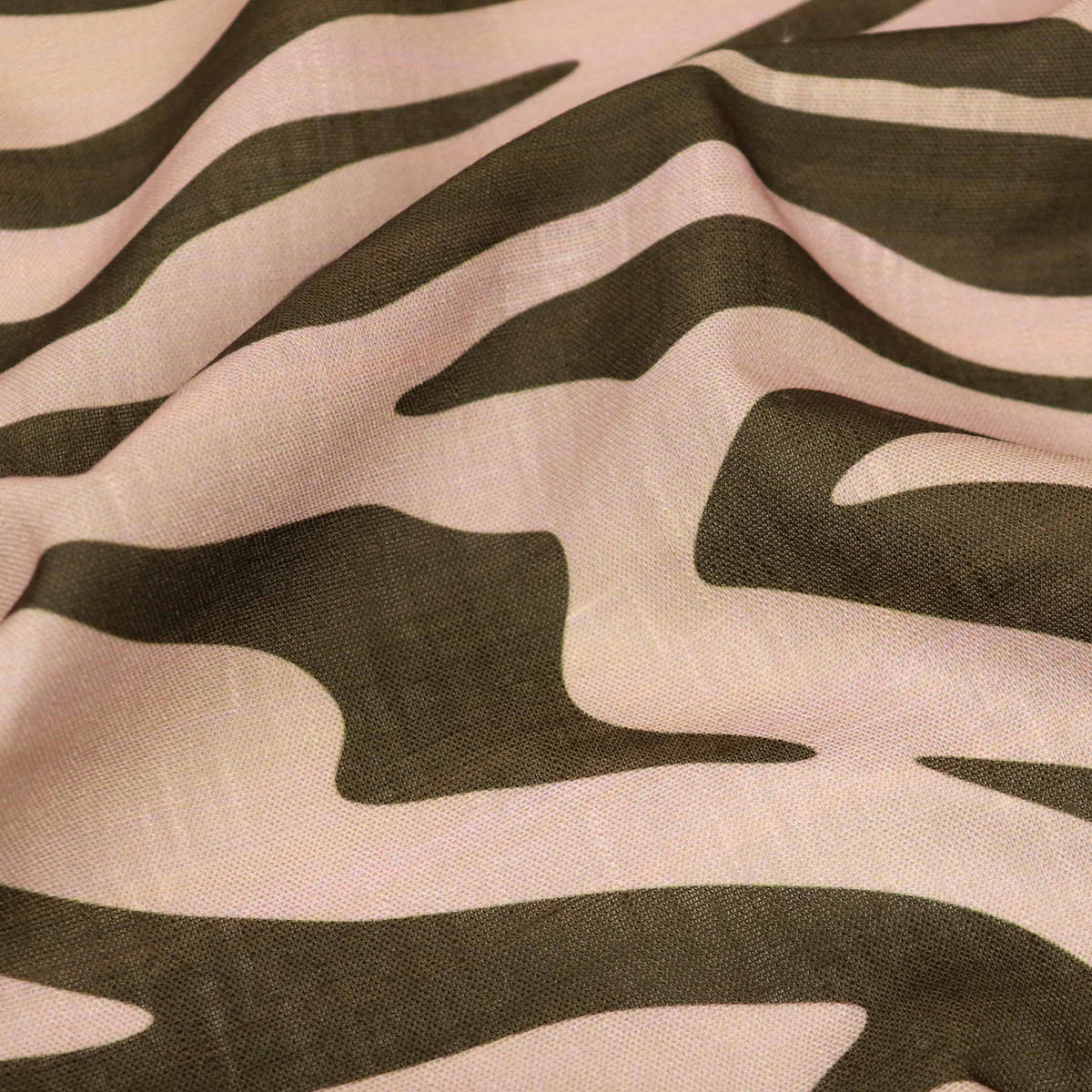 Beige & Black Zebra Animal Print Linen Look Fabric
