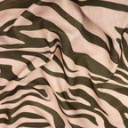 Beige & Black Zebra Animal Print Linen Look Fabric
