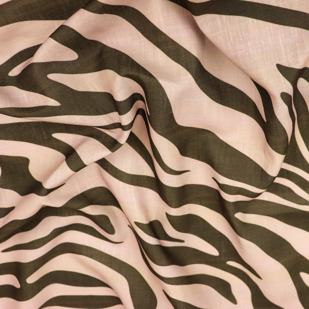 Beige & Black Zebra Animal Print Linen Look Fabric