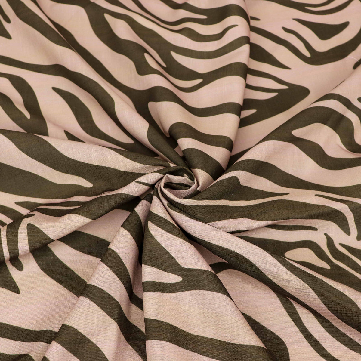 Beige & Black Zebra Animal Print Linen Look Fabric