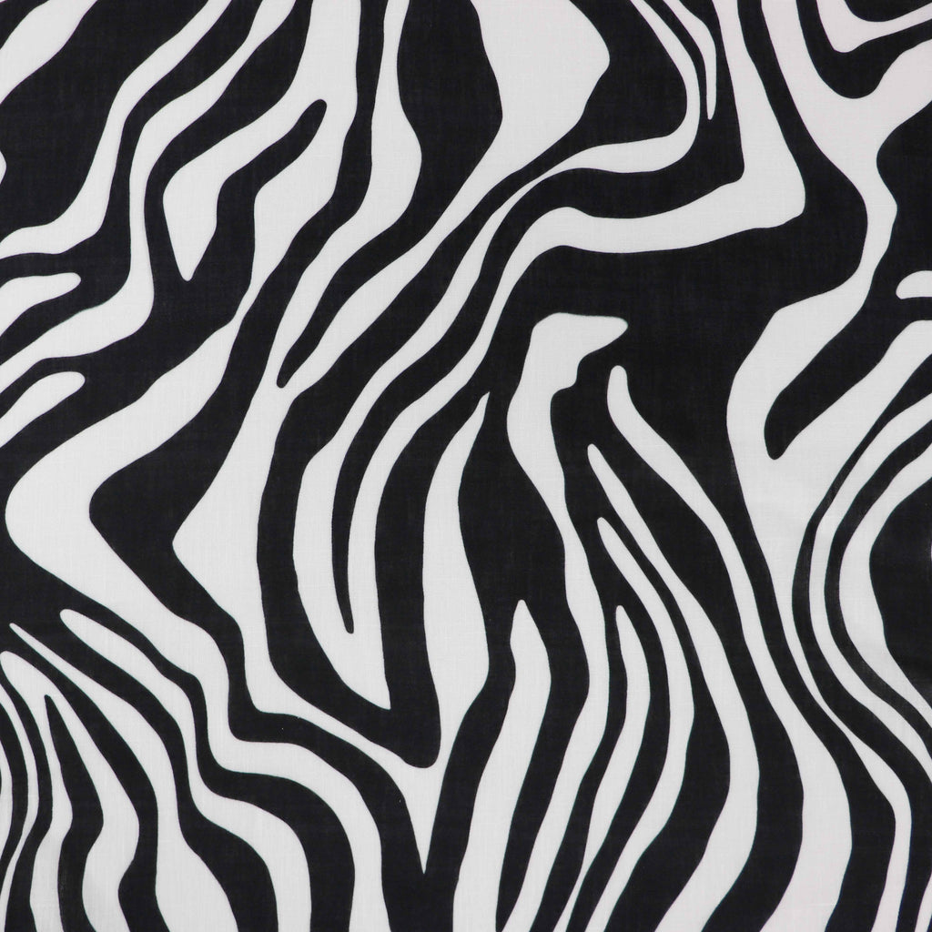 Black & White Zebra Animal Print Linen Look Fabric