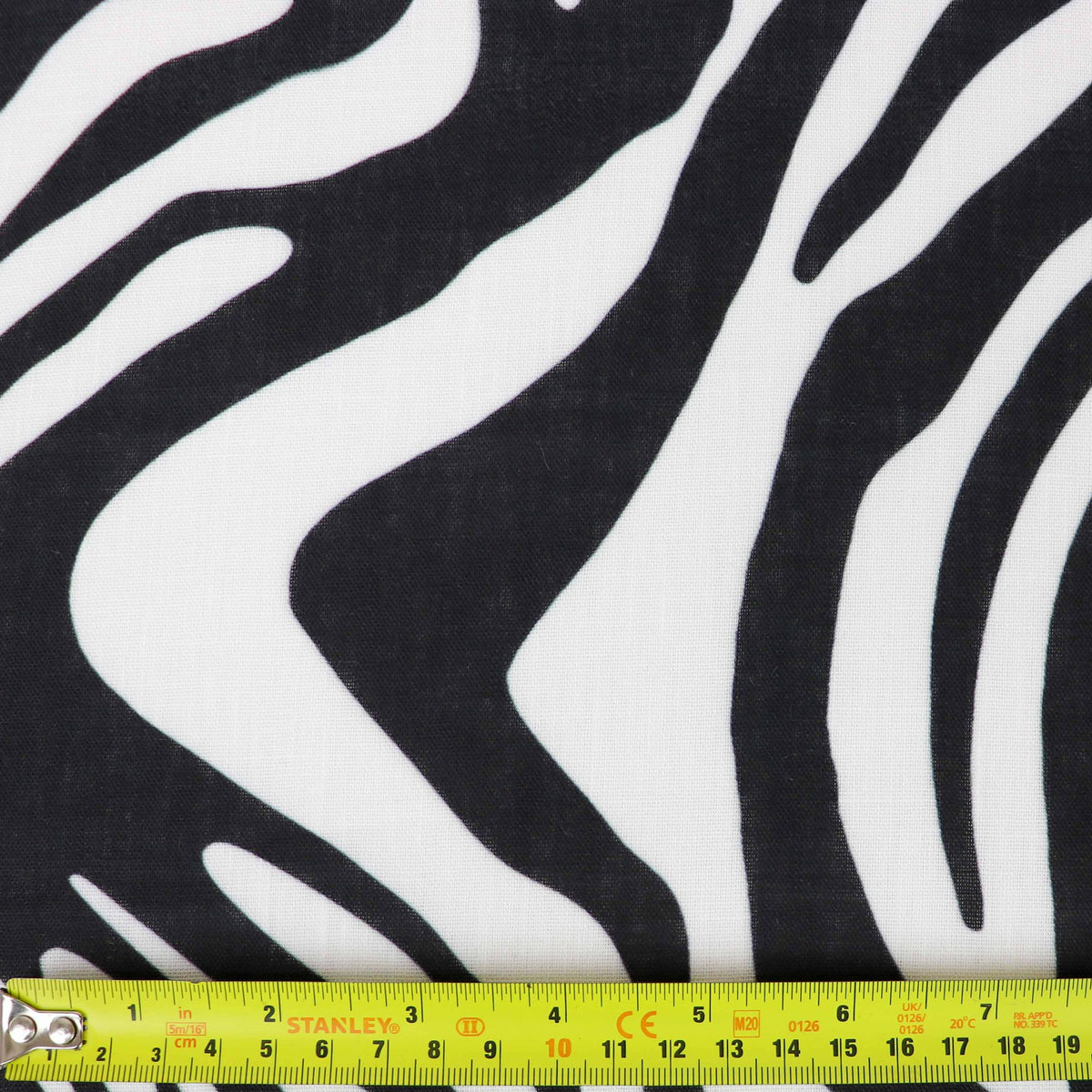 Black & White Zebra Animal Print Linen Look Fabric