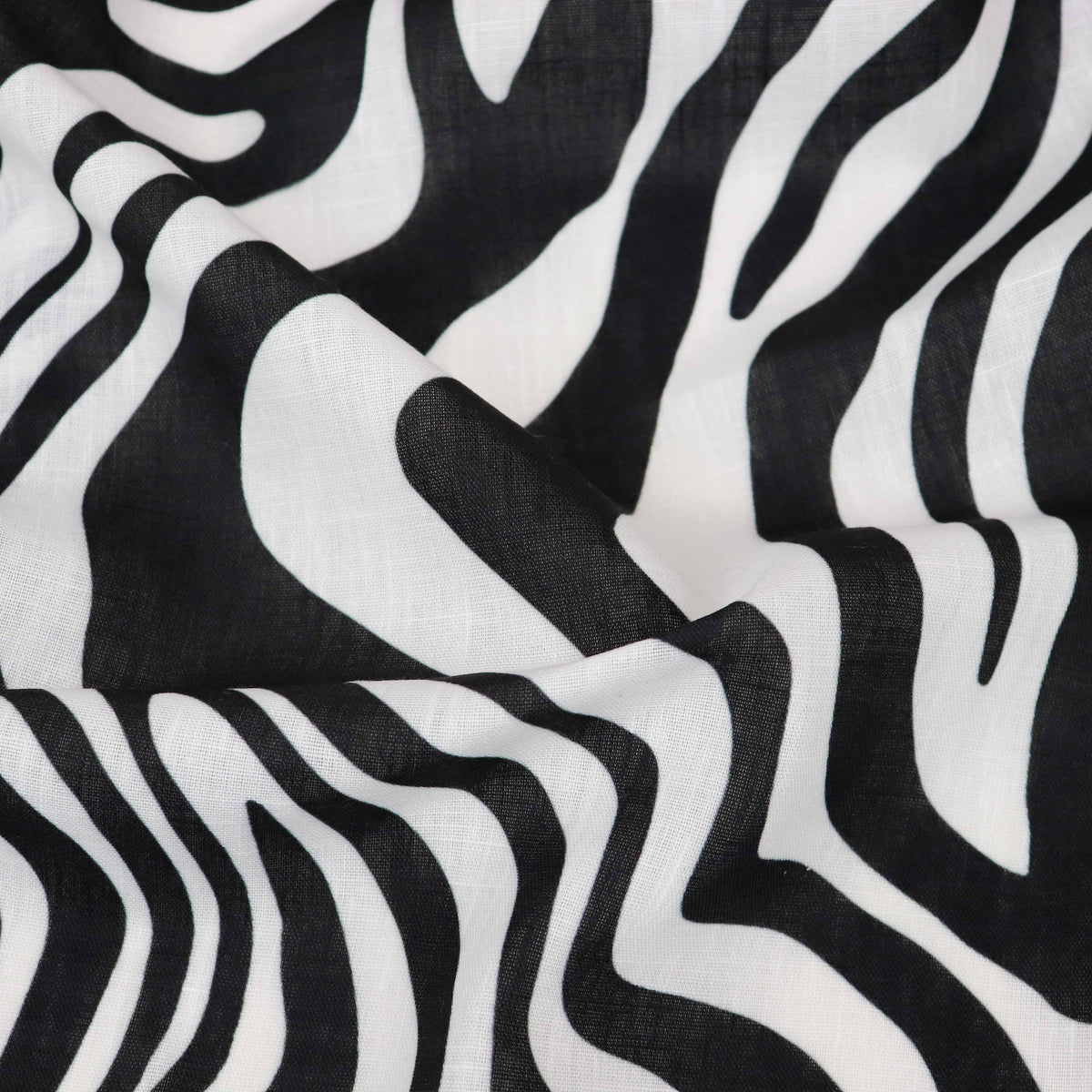Black & White Zebra Animal Print Linen Look Fabric