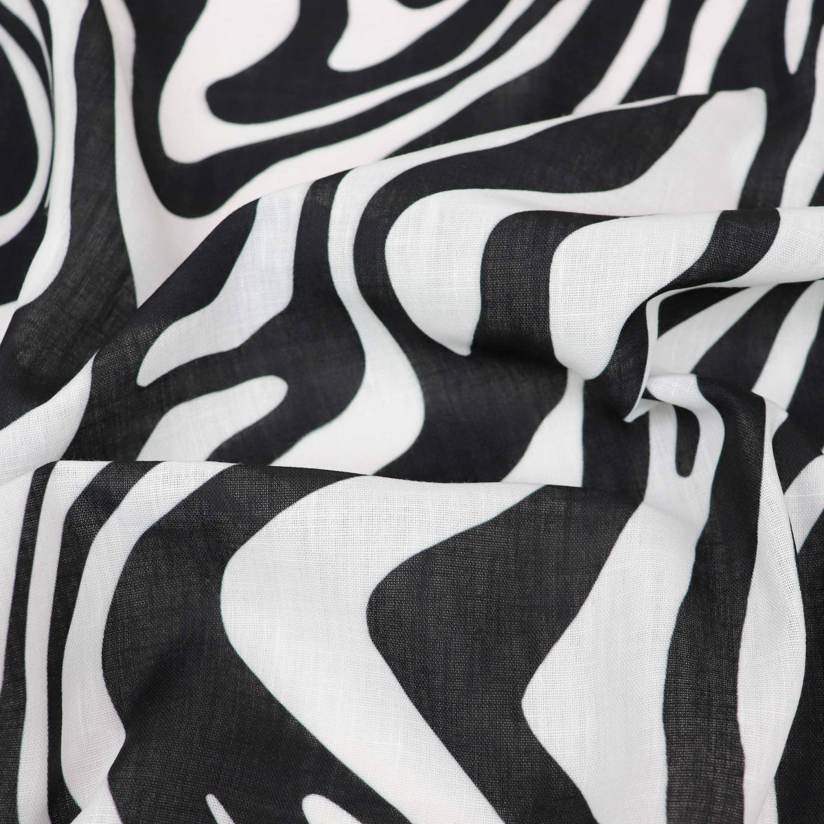 Black & White Zebra Animal Print Linen Look Fabric