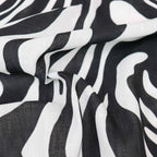 Black & White Zebra Animal Print Linen Look Fabric