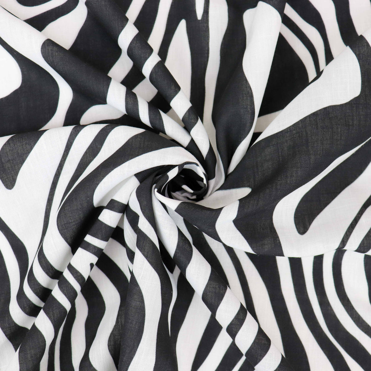 Black & White Zebra Animal Print Linen Look Fabric