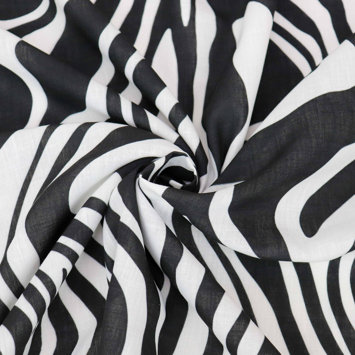 Black & White Zebra Animal Print Linen Look Fabric