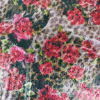 Brown Leopard & Red Rose Floral Print Stretch Sequin Fabric