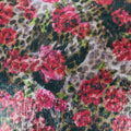 Brown Leopard & Red Rose Floral Print Stretch Sequin Fabric