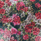 Brown Leopard & Red Rose Floral Print Stretch Sequin Fabric