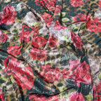 Brown Leopard & Red Rose Floral Print Stretch Sequin Fabric