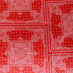 Red Bandana Paisley Print Stretch Satin Dress Fabric