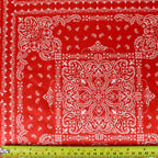 Red Bandana Paisley Print Stretch Satin Dress Fabric