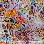 Floral Leopard Animal Print Stretch Satin Dress Fabric