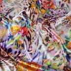 Floral Leopard Animal Print Stretch Satin Dress Fabric