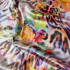Floral Leopard Animal Print Stretch Satin Dress Fabric